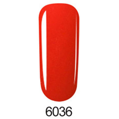 Red nail polish swatch with a glossy finish on a white background