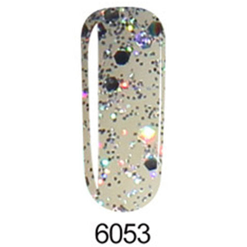 Nail art foil with glittery design on a beige background, labeled 6053.