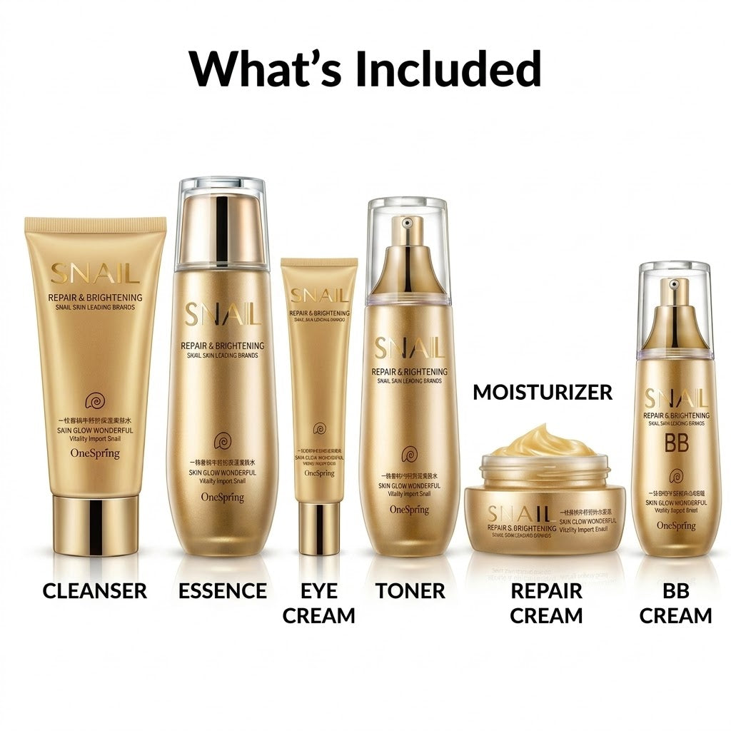 Skincare product set with labels on a white background