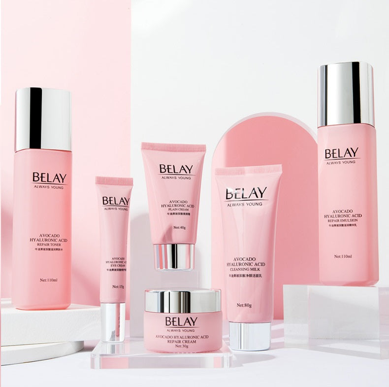 Belay skincare product set on a white background